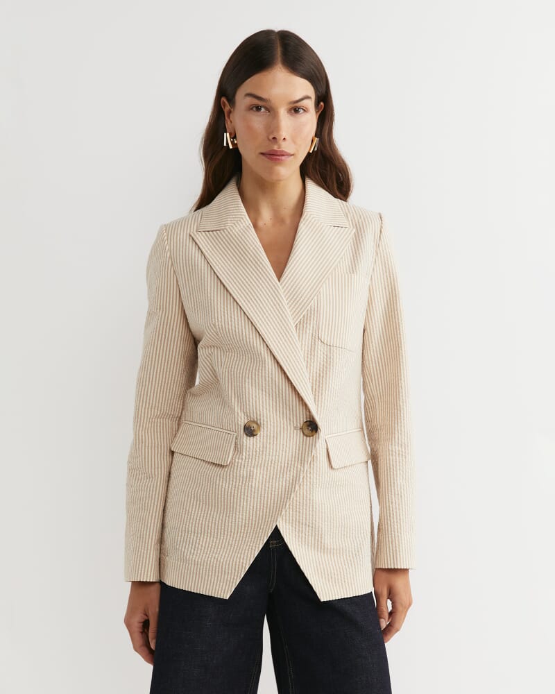 Nikoo Stripe Jacket in TAN/WHITE