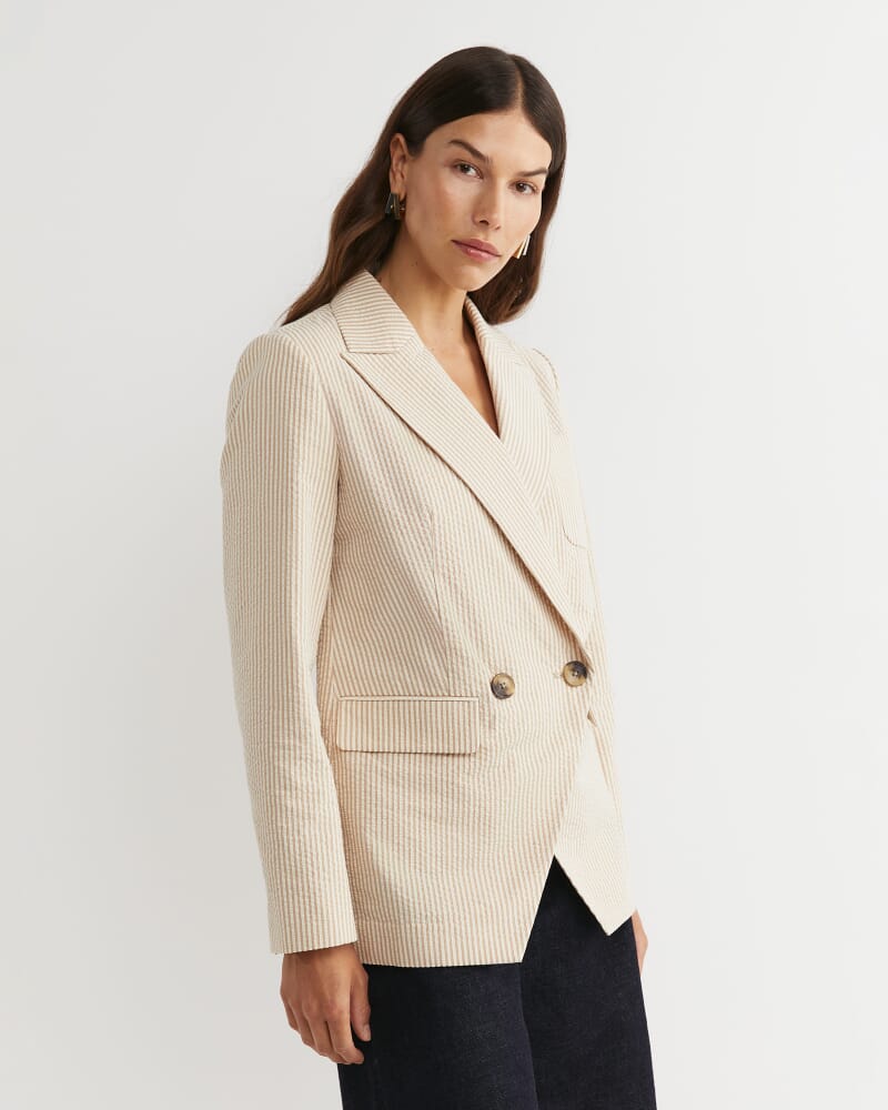 Nikoo Stripe Jacket in TAN/WHITE