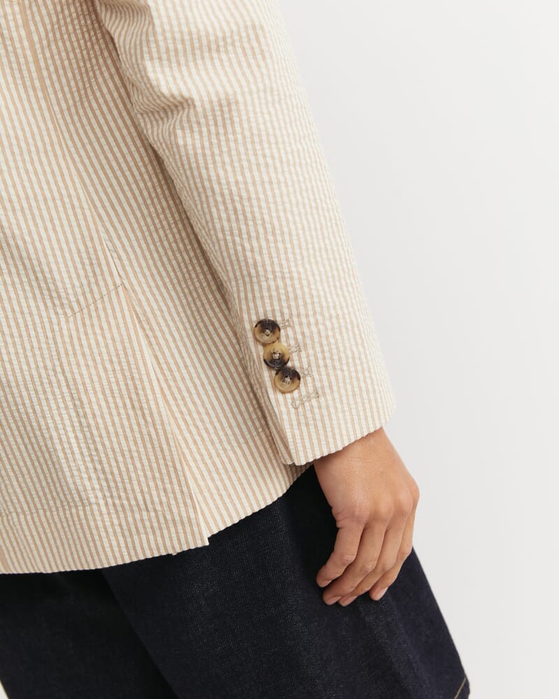 Nikoo Stripe Jacket in TAN/WHITE