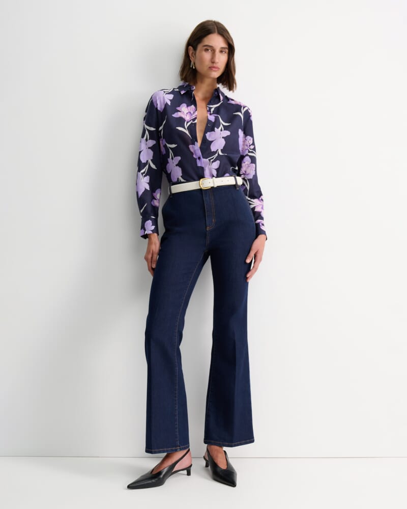 Iris Cotton Silk Shirt in NAVY MULTI