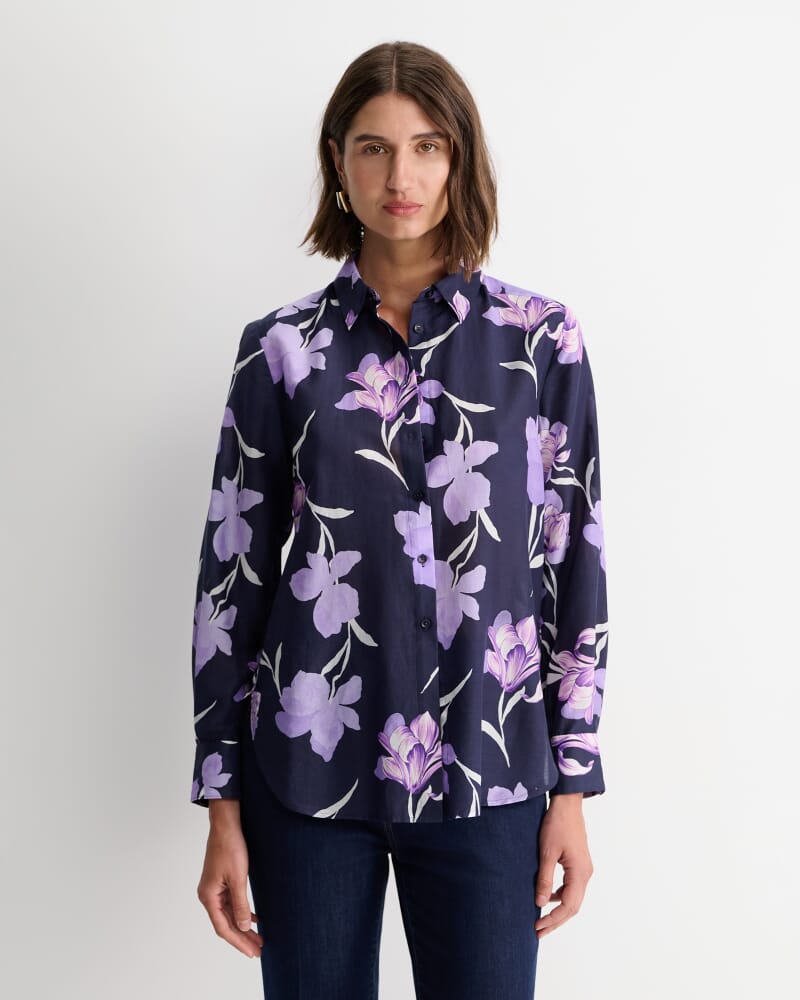 Iris Cotton Silk Shirt in NAVY MULTI