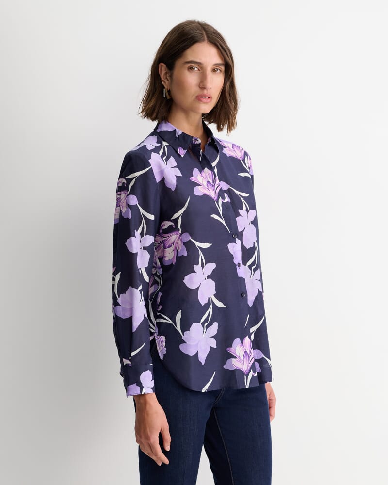 Iris Cotton Silk Shirt in NAVY MULTI