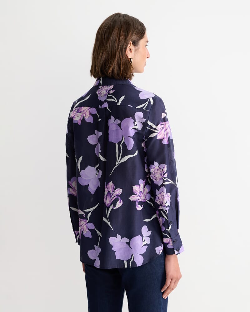 Iris Cotton Silk Shirt in NAVY MULTI
