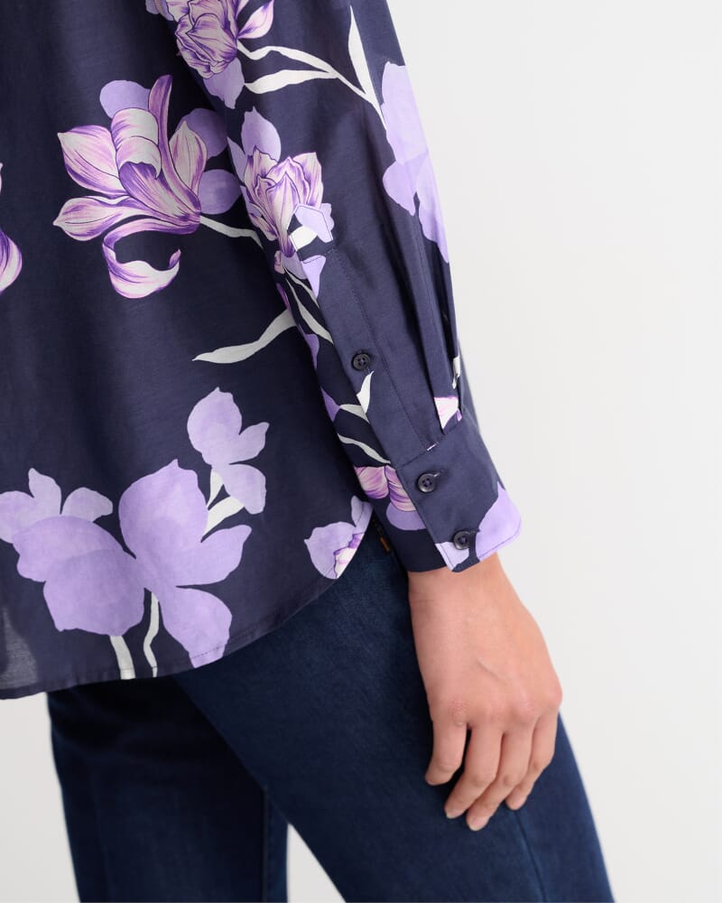 Iris Cotton Silk Shirt in NAVY MULTI