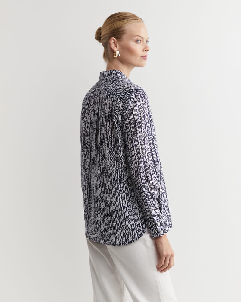 Harriet Cotton Silk Shirt in NAVY MULTI