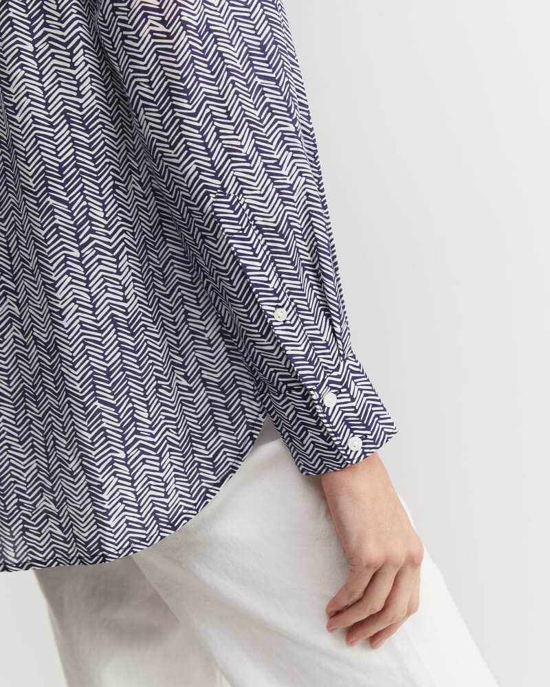 Harriet Cotton Silk Shirt in NAVY MULTI