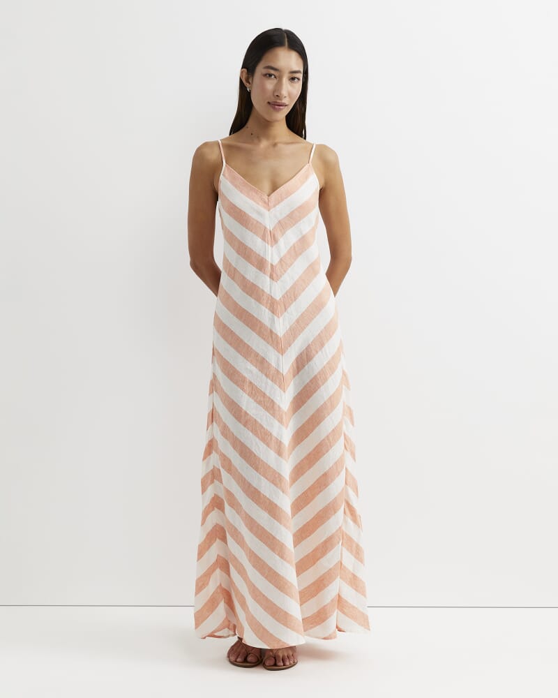 Callie Stripe Slip Dress in ORANGE/WHITE