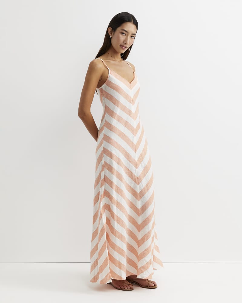 Callie Stripe Slip Dress in ORANGE/WHITE