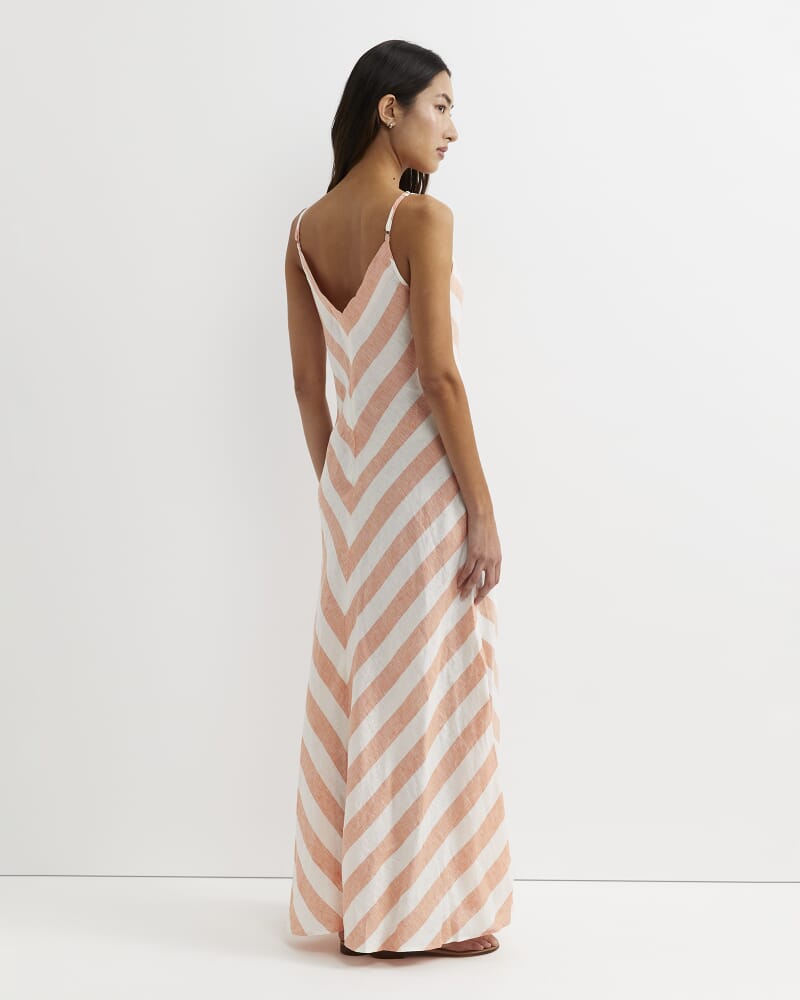 Callie Stripe Slip Dress in ORANGE/WHITE