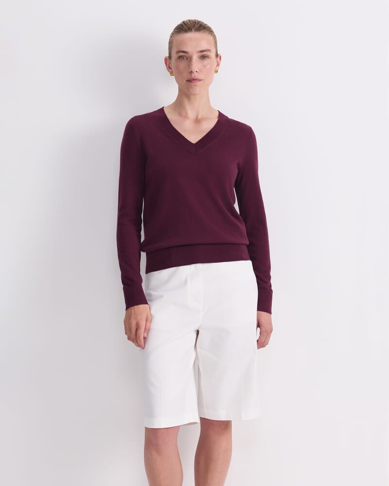 Francis Merino V-Neck Knit in FIG