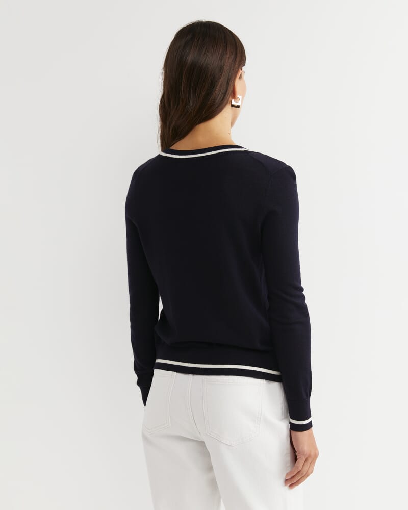 Francis Merino V-Neck Knit in NAVY