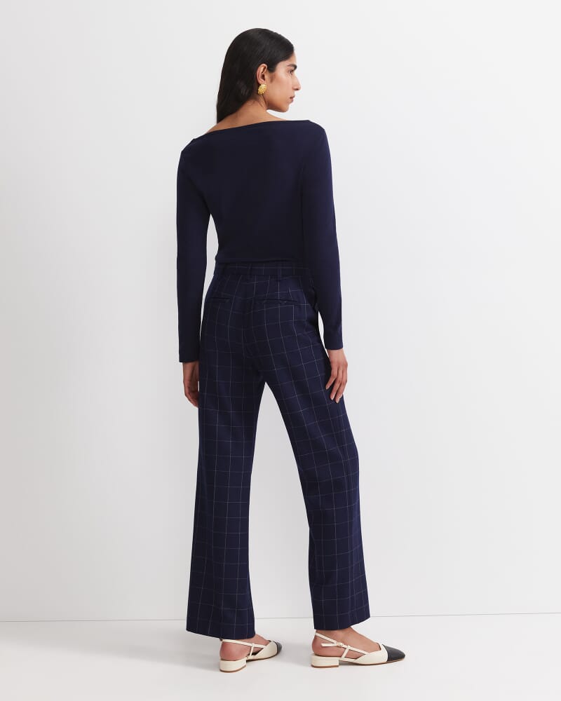 Chiara Check Straight Pant in NAVY