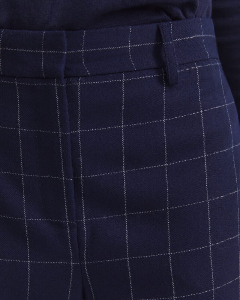Chiara Check Straight Pant in NAVY