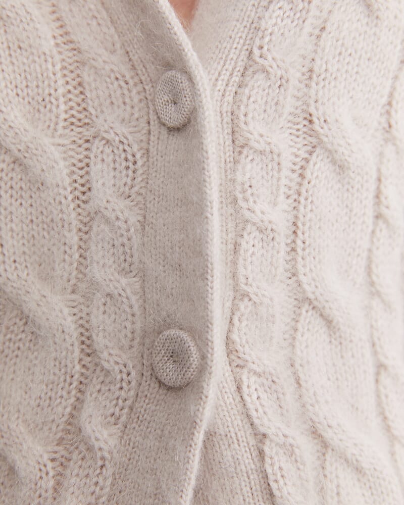Tatiana Mohair Cable Cardigan in OATMEAL