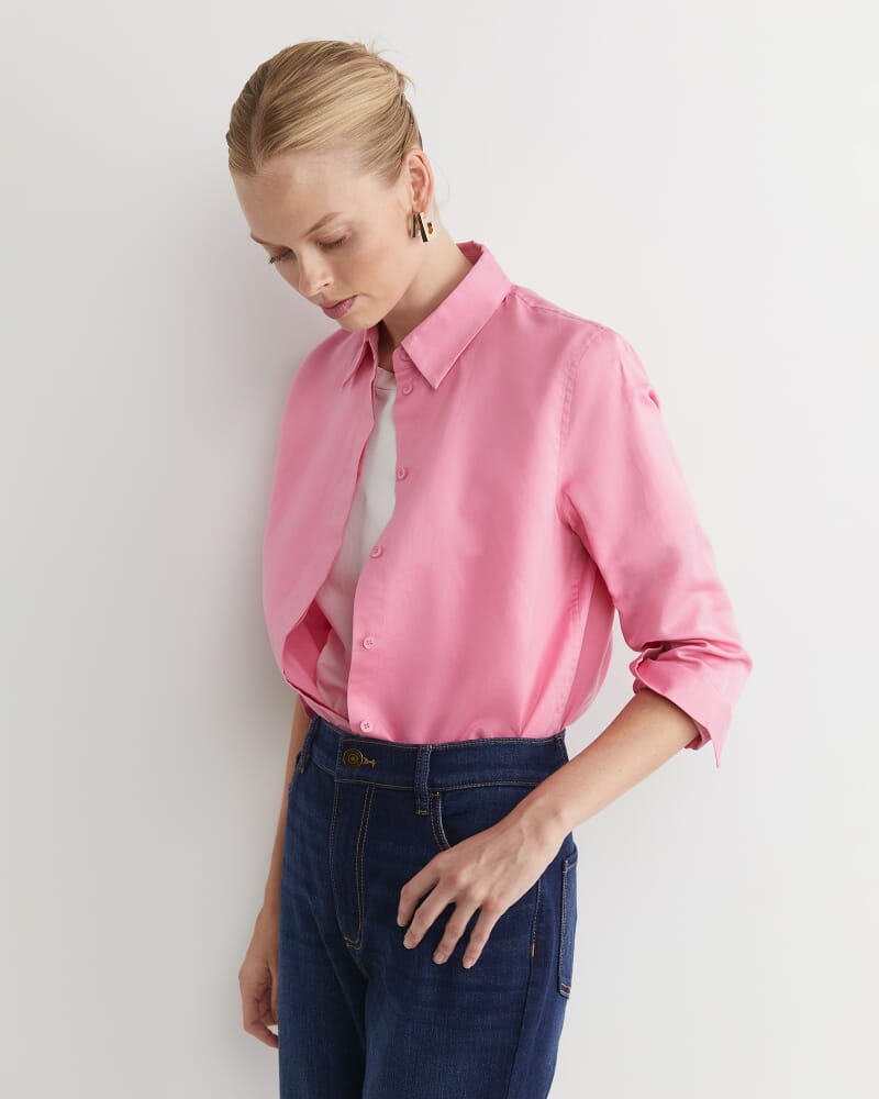 Hannah Cotton Silk Shirt in ROSEBERRY