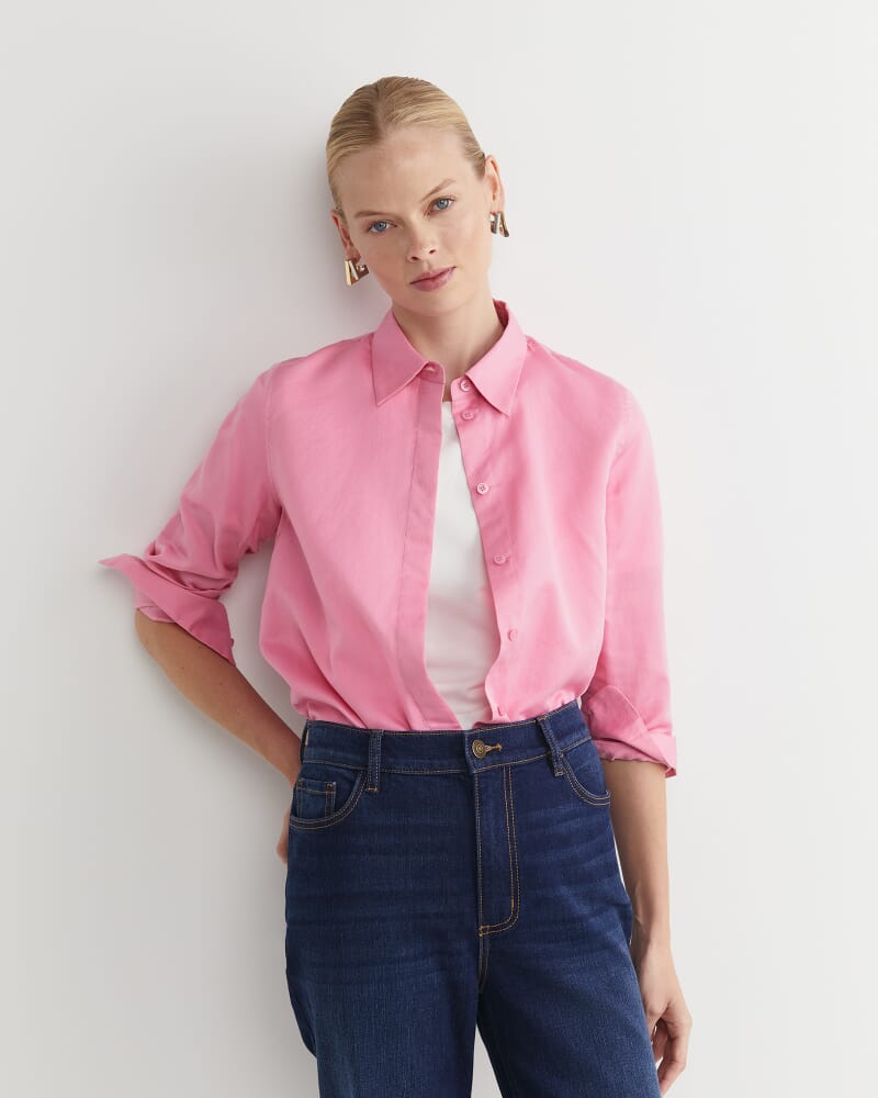 Hannah Cotton Silk Shirt in ROSEBERRY