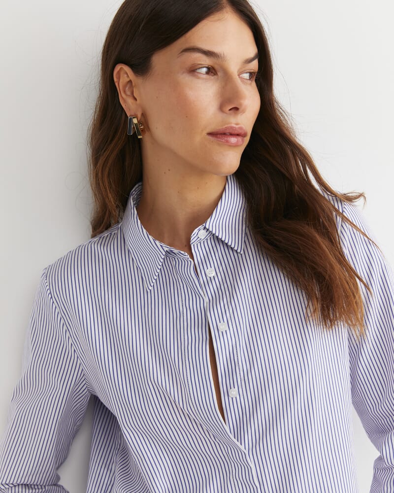 Priscilla Stripe Shirt in WHITE/BLUE