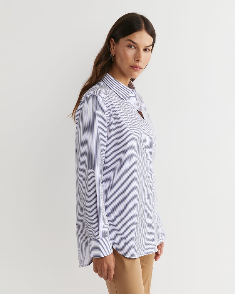 Priscilla Stripe Shirt in WHITE/BLUE