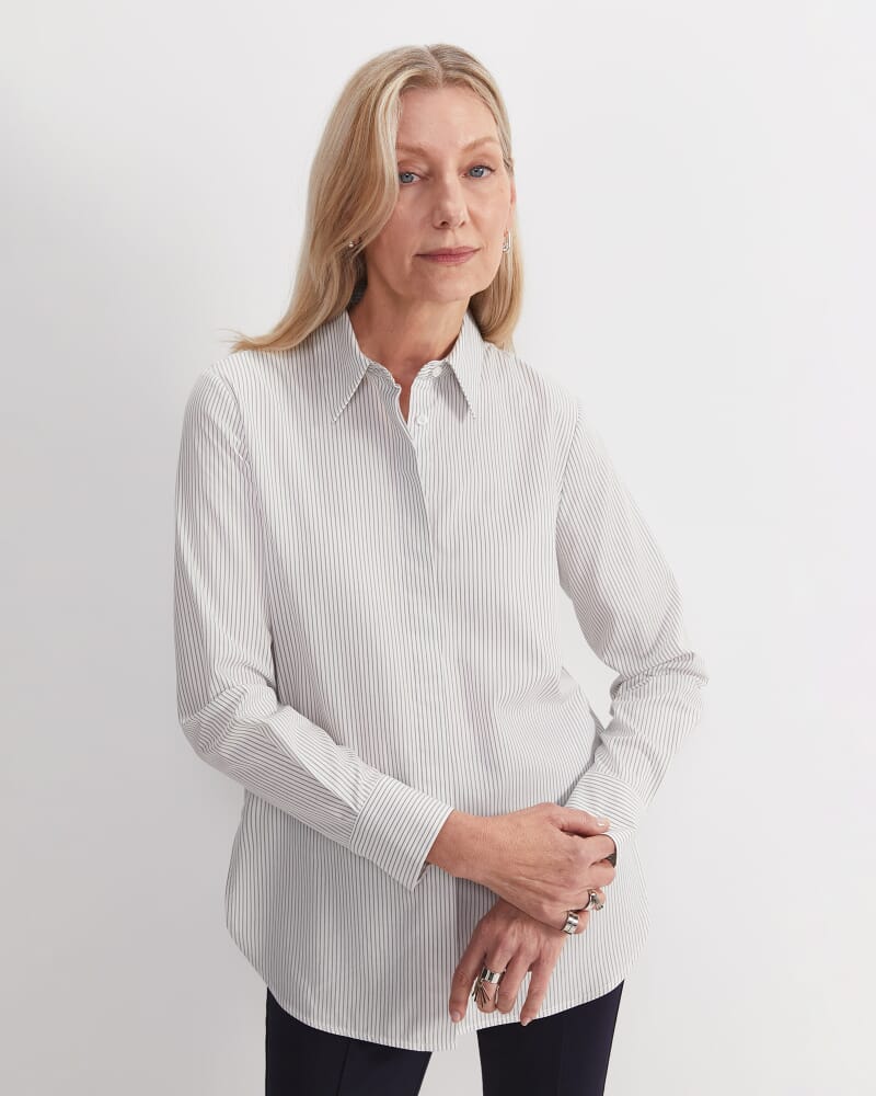 Priscilla Stripe Shirt in WHITE/KHAKI