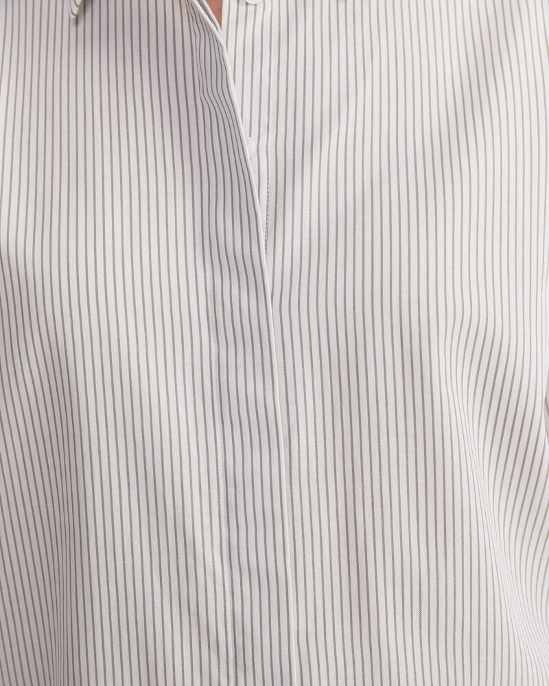 Priscilla Stripe Shirt in WHITE/KHAKI