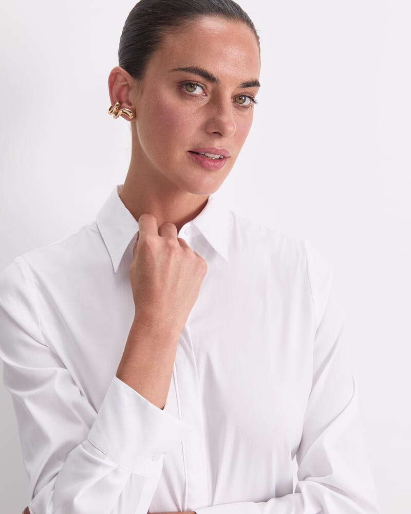 Georgia Long Sleeve Shirt in WHITE