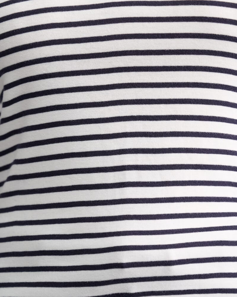 Lucy Snap Funnel Neck Top in WHITE/NAVY