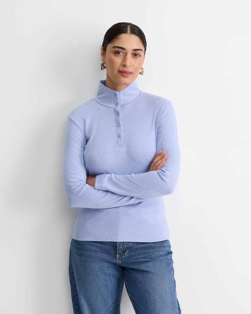 Lucy Snap Funnel Neck Top in BELLE BLUE