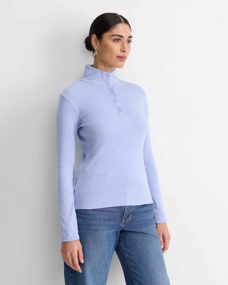 Lucy Snap Funnel Neck Top in BELLE BLUE