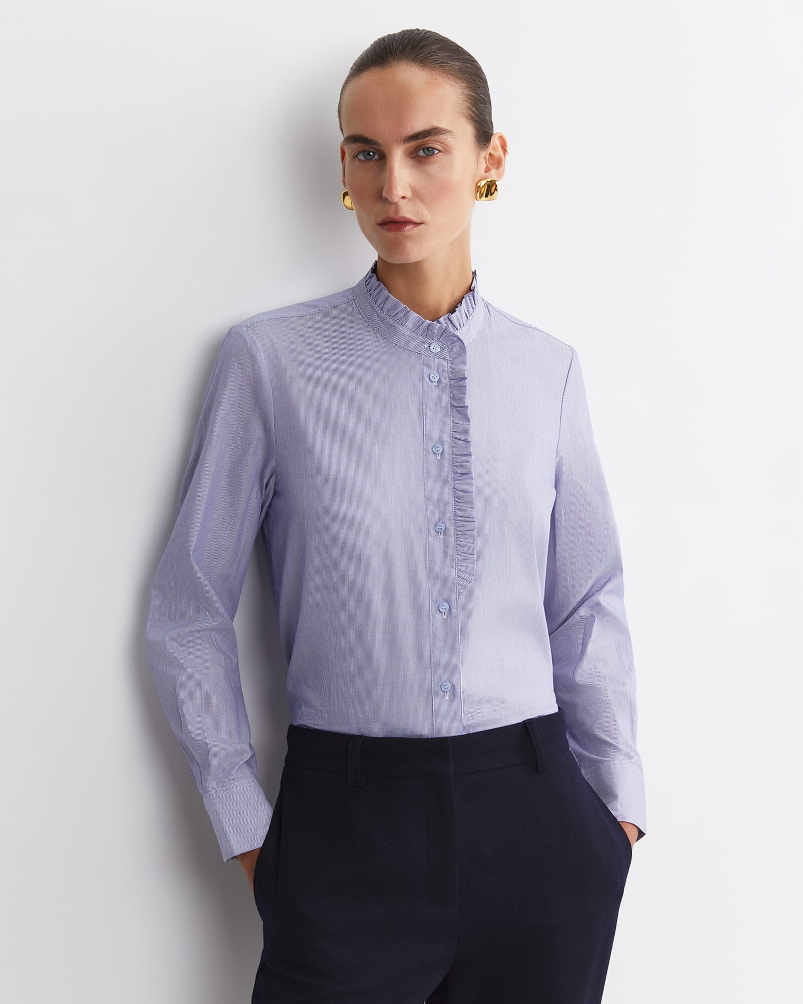 Asha Stripe Ruffle Blouse