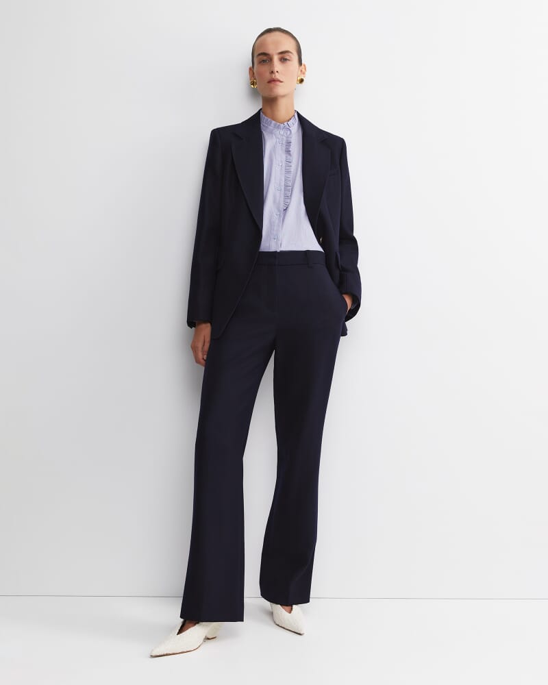 Asha Stripe Ruffle Blouse in BLUE/WHITE