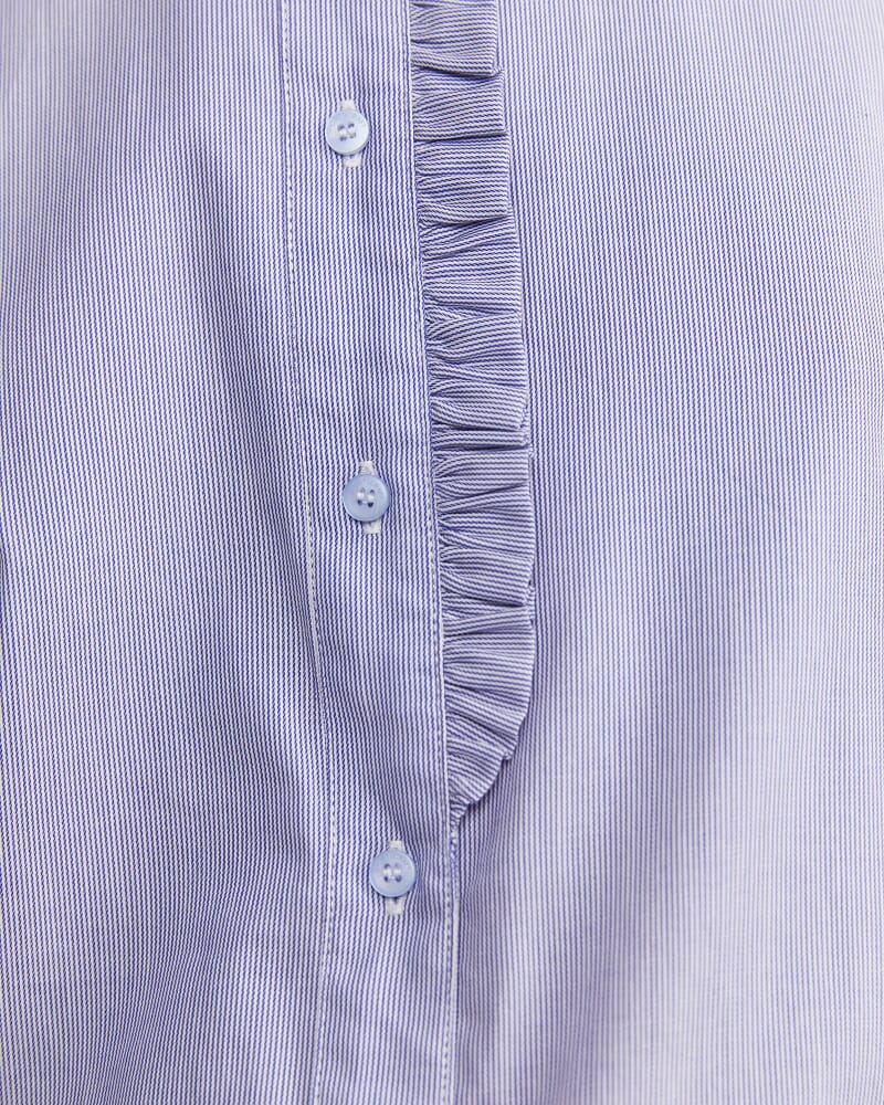 Asha Stripe Ruffle Blouse in BLUE/WHITE