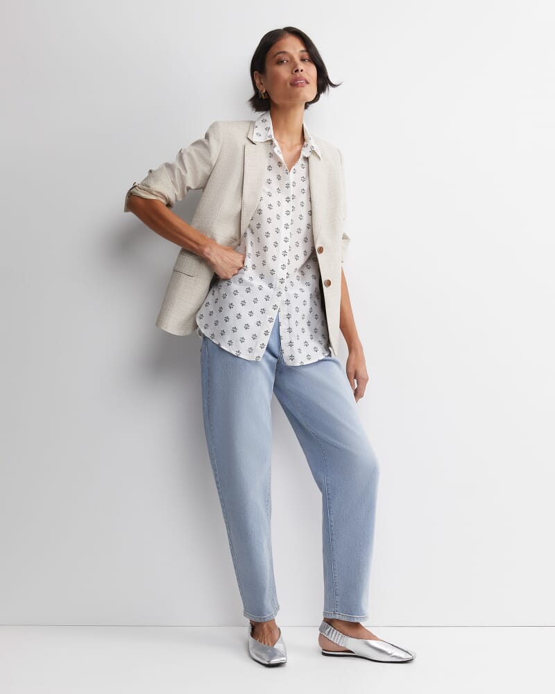 Alba Cotton Silk Shirt in IVORY/BLACK