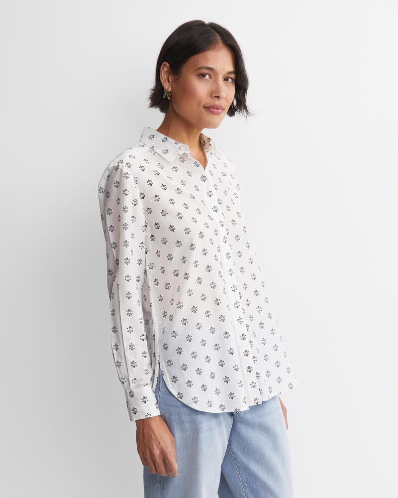 Alba Cotton Silk Shirt in IVORY/BLACK