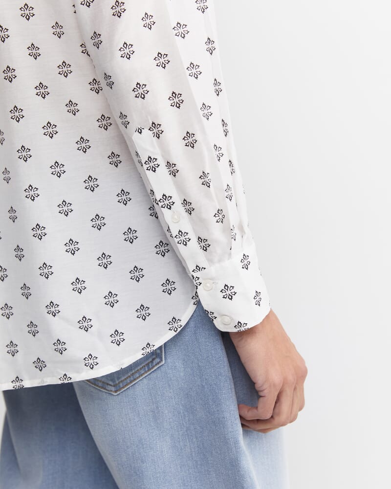 Alba Cotton Silk Shirt in IVORY/BLACK