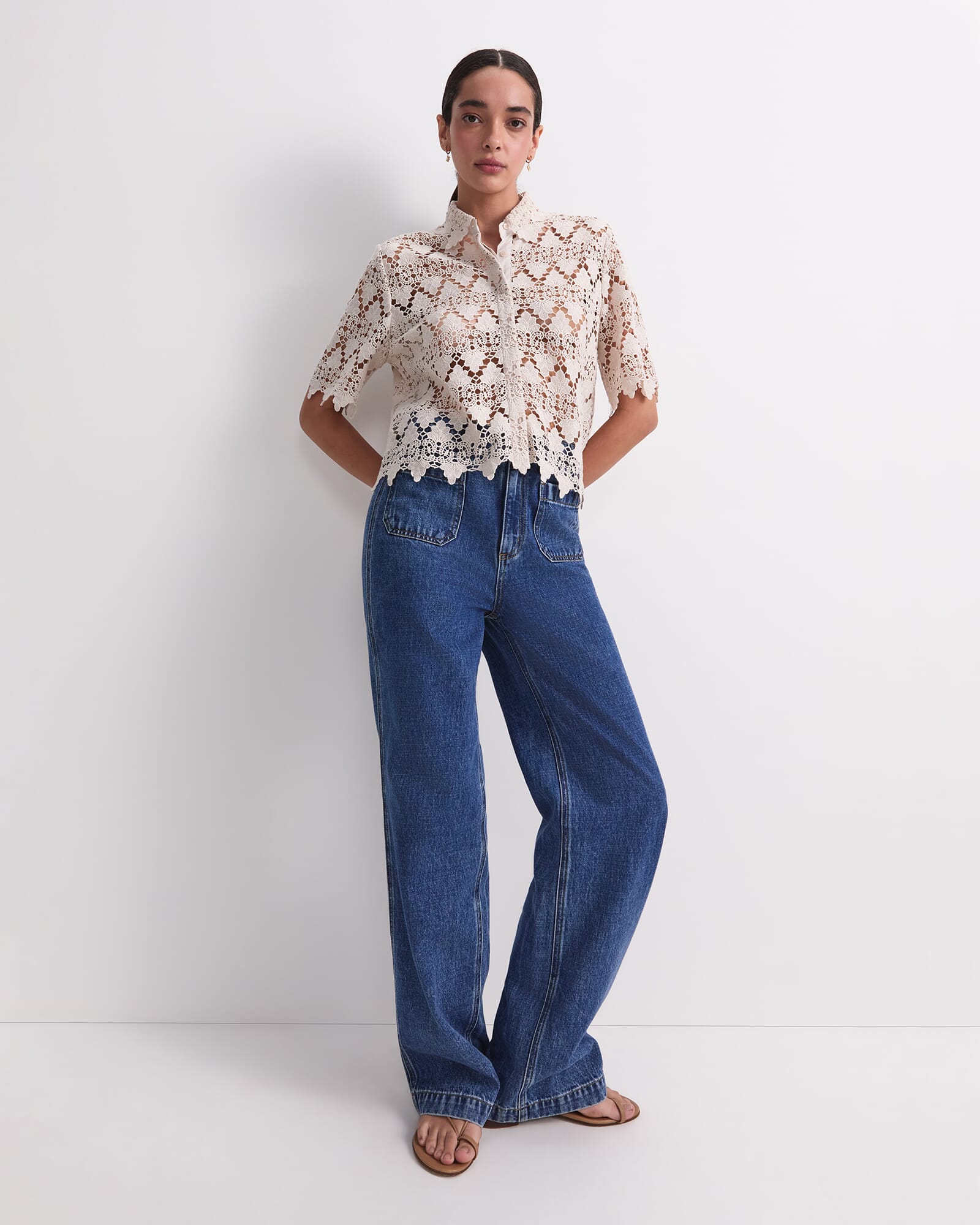 Ariana Lace Cropped Shirt