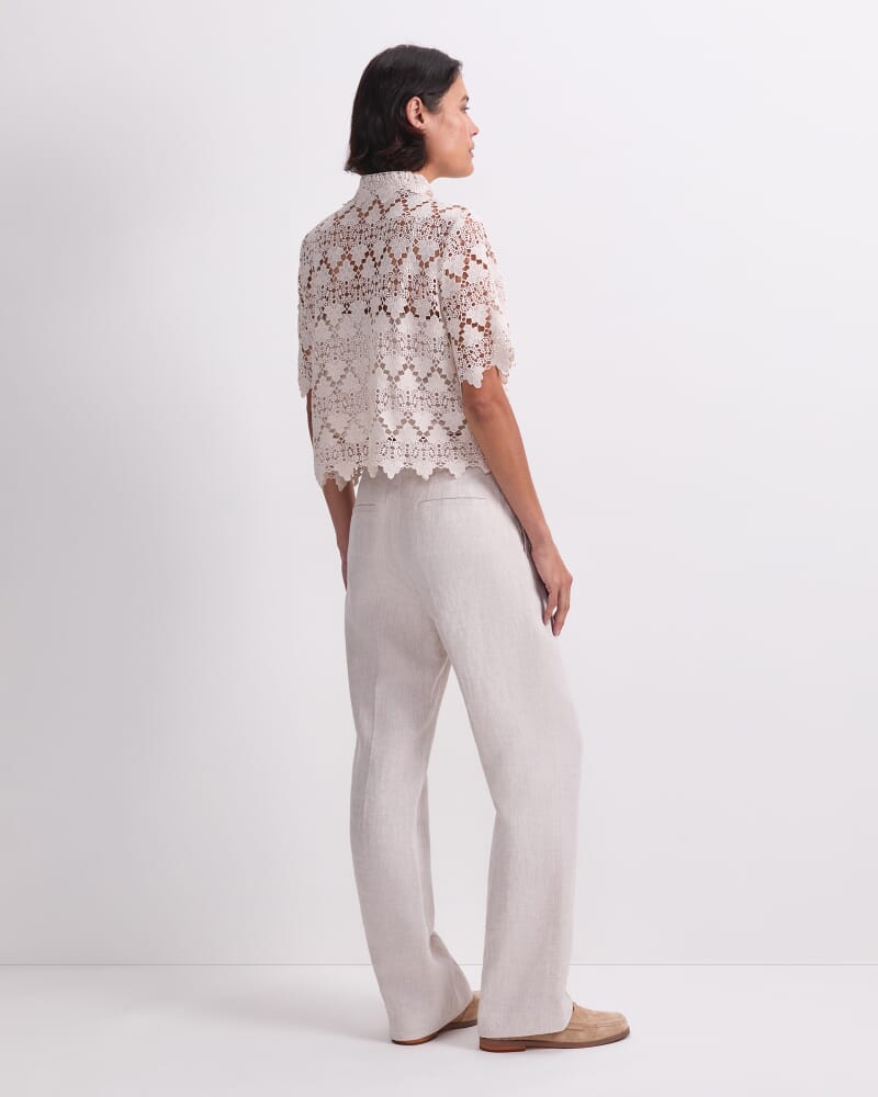 Ariana Lace Cropped Shirt in NATURAL