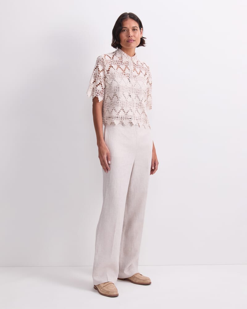 Ariana Lace Cropped Shirt in NATURAL