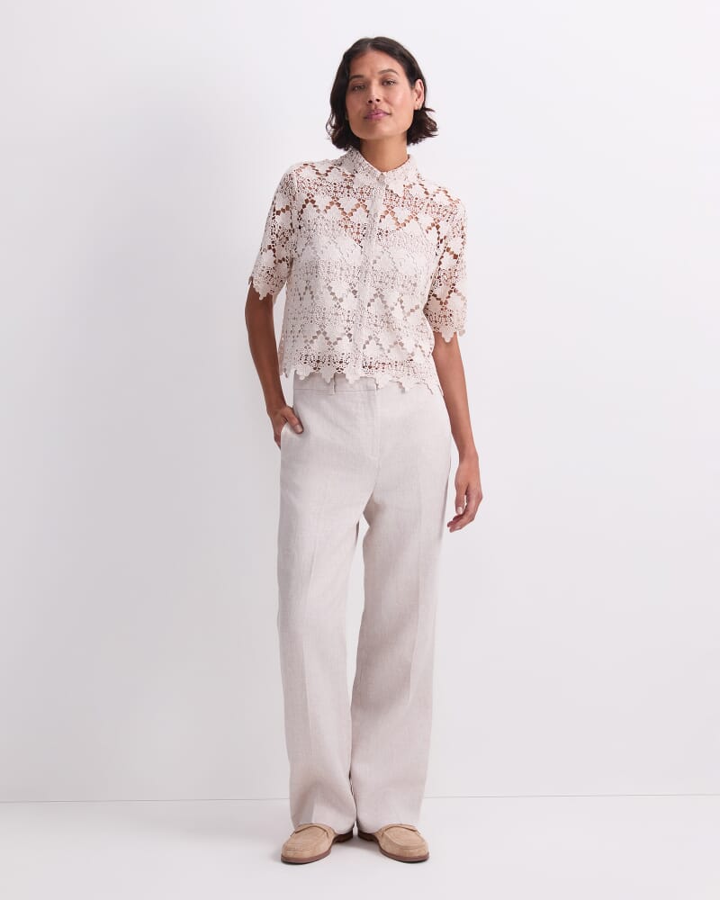 Ariana Lace Cropped Shirt in NATURAL