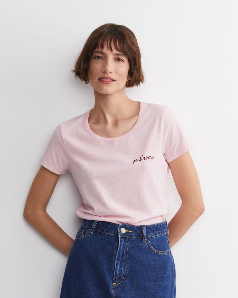 Joanna Cotton Melange Tee in PINK MELANGE
