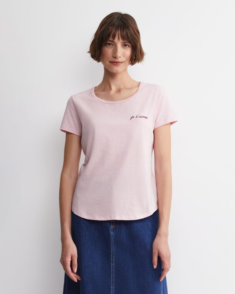 Joanna Cotton Melange Tee in PINK MELANGE