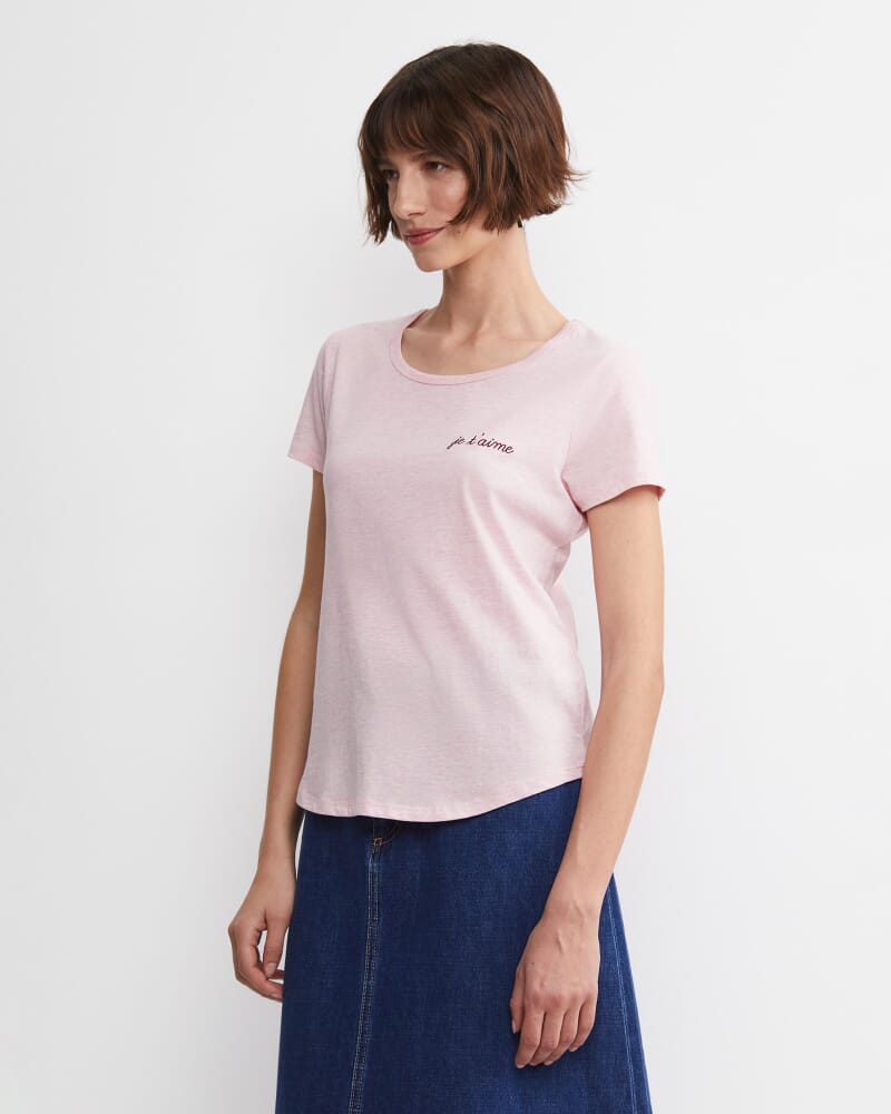 Joanna Cotton Melange Tee in PINK MELANGE
