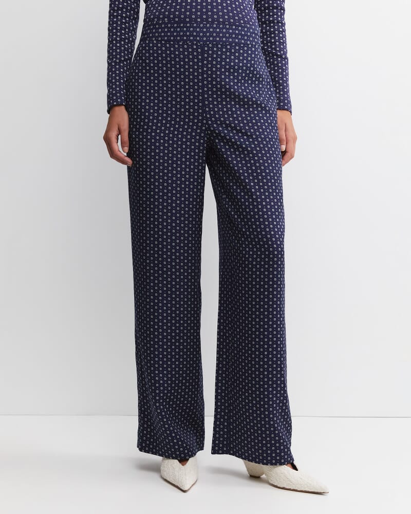 Geo Wide Leg Pant in NAVY/WHITE