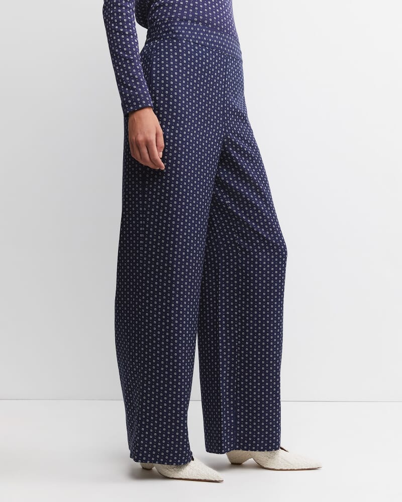 Geo Wide Leg Pant in NAVY/WHITE