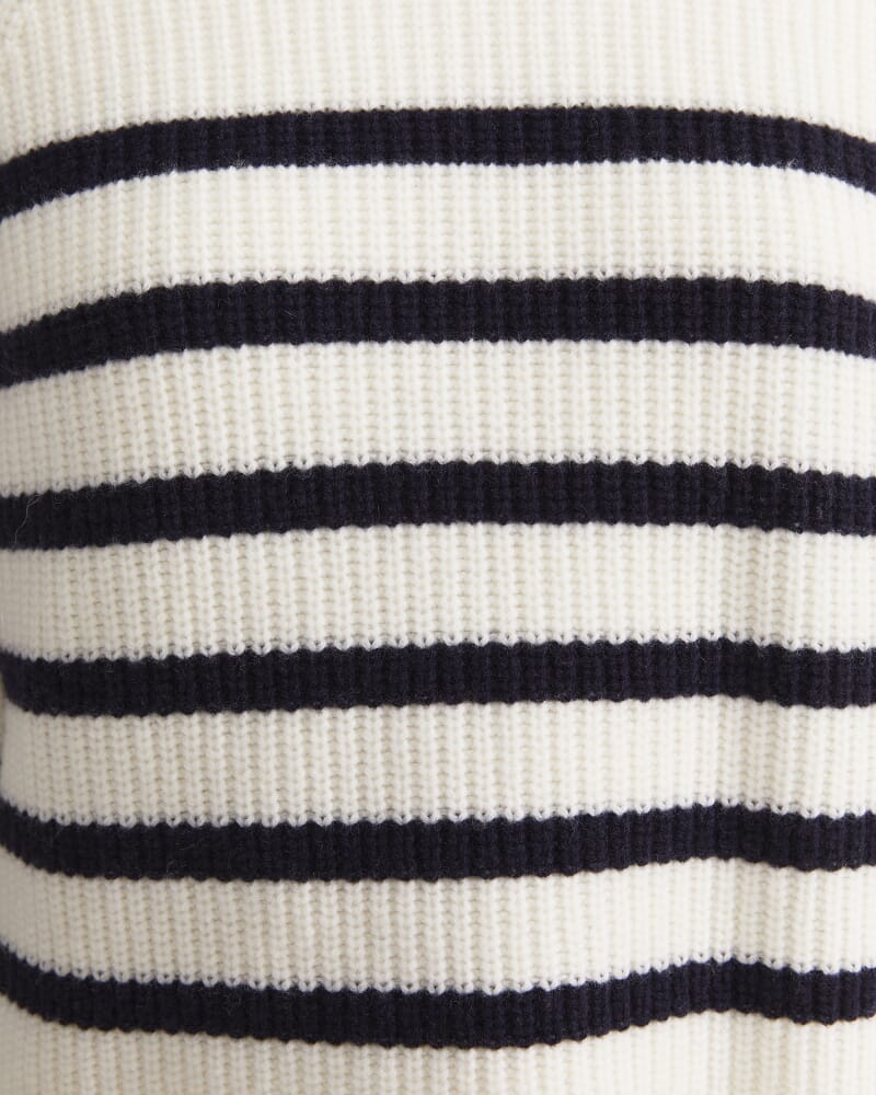 Sunshine Stripe Turtleneck Sweater in WHITE/NAVY