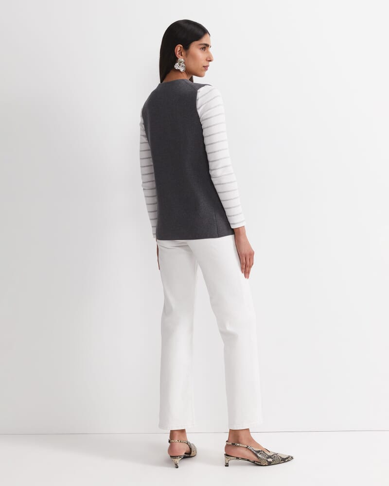 Cotton Cashmere Knit Vest in CHARCOAL