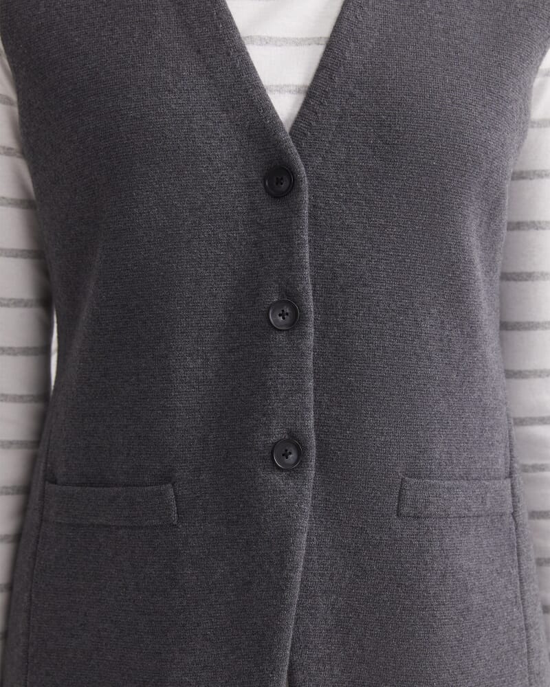 Cotton Cashmere Knit Vest in CHARCOAL