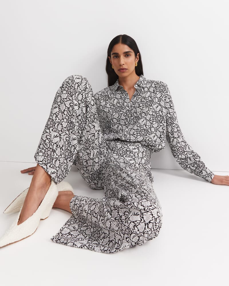 Robertson Liberty Wide Leg Pant in BLACK/WHITE