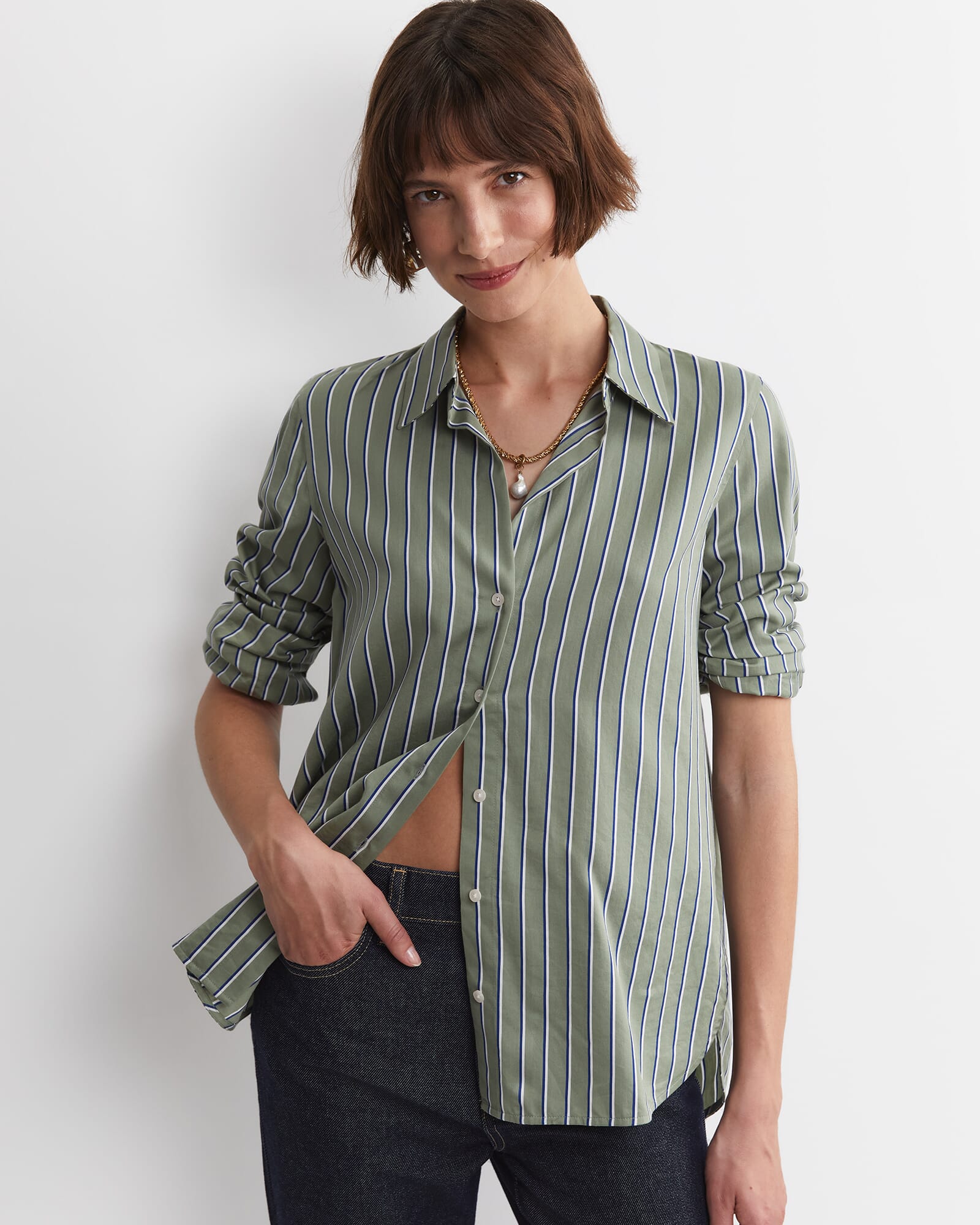 Pia Stripe Cotton Silk Shirt