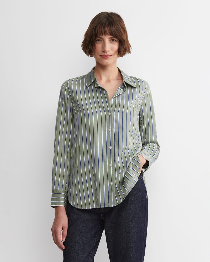 Pia Stripe Cotton Silk Shirt in MULTI