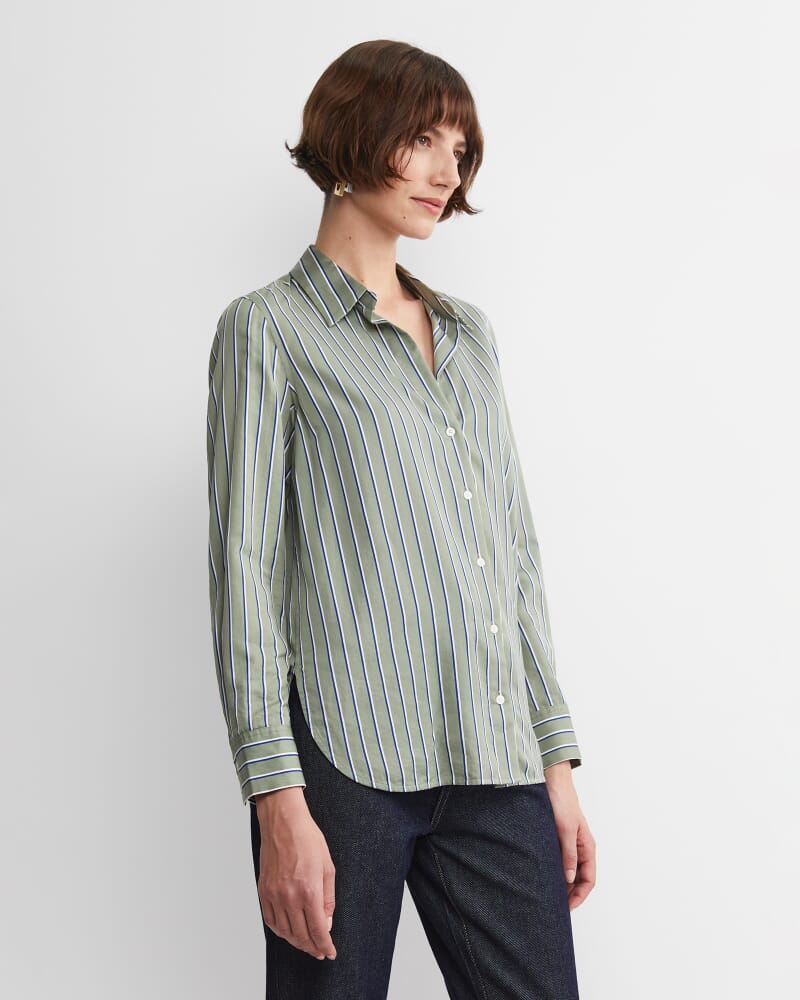 Pia Stripe Cotton Silk Shirt in MULTI